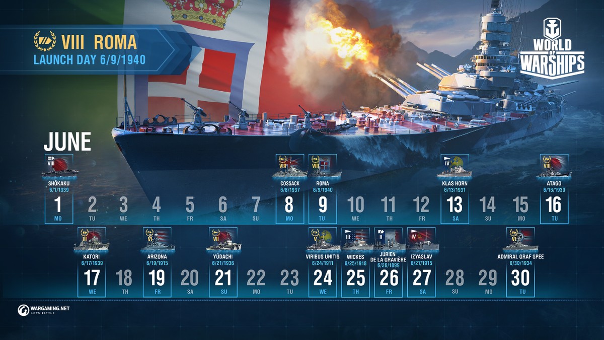 進水日カレンダー 6月 World Of Warships